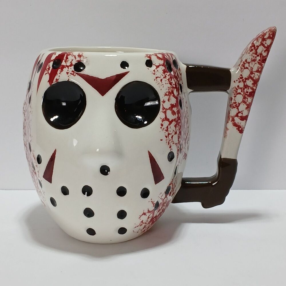 Friday the 13th Jason's Mask 3D Sculpted Ceramic Mug | Holds 20 Ounces EUC